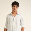 Grey Regular Fit Stripe Shirt Bushirt
