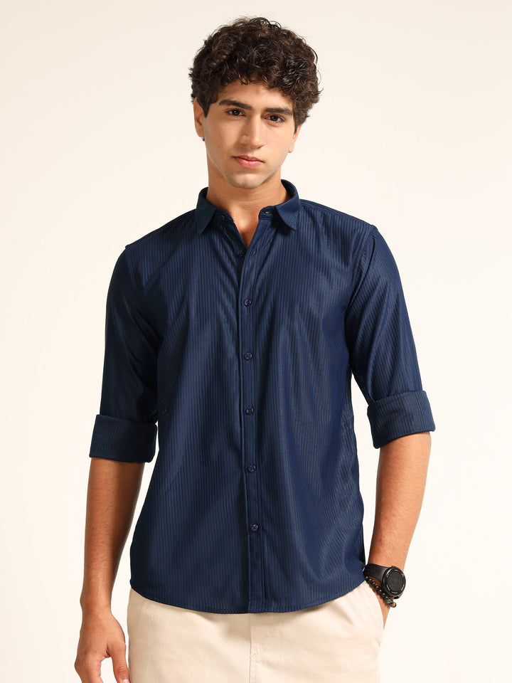 Navy Blue Regular Fit Corduroy Shirt corduroy Shirt Bushirt