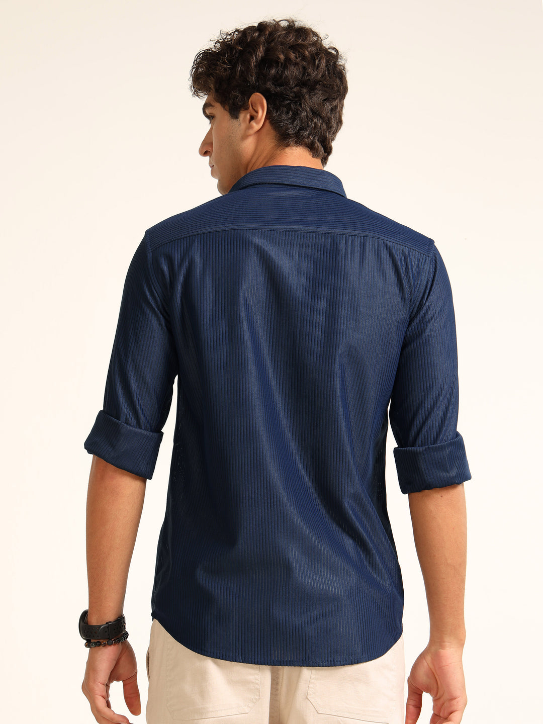 Navy Blue Regular Fit Corduroy Shirt corduroy Shirt Bushirt