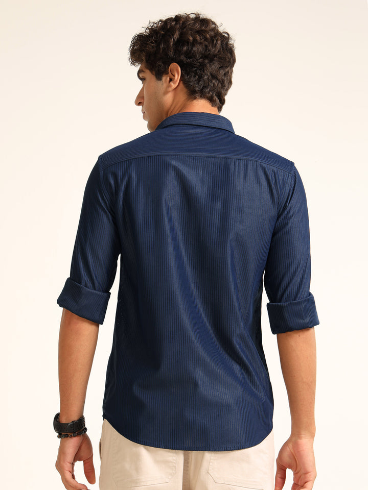 Navy Blue Regular Fit Corduroy Shirt corduroy Shirt Bushirt