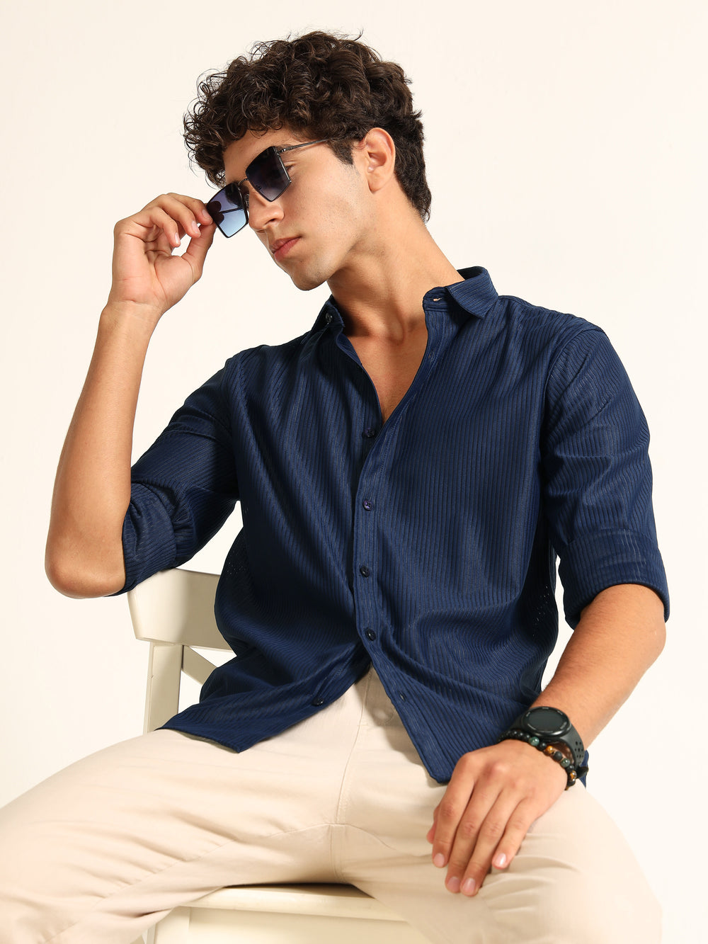 Navy Blue Regular Fit Corduroy Shirt corduroy Shirt Bushirt