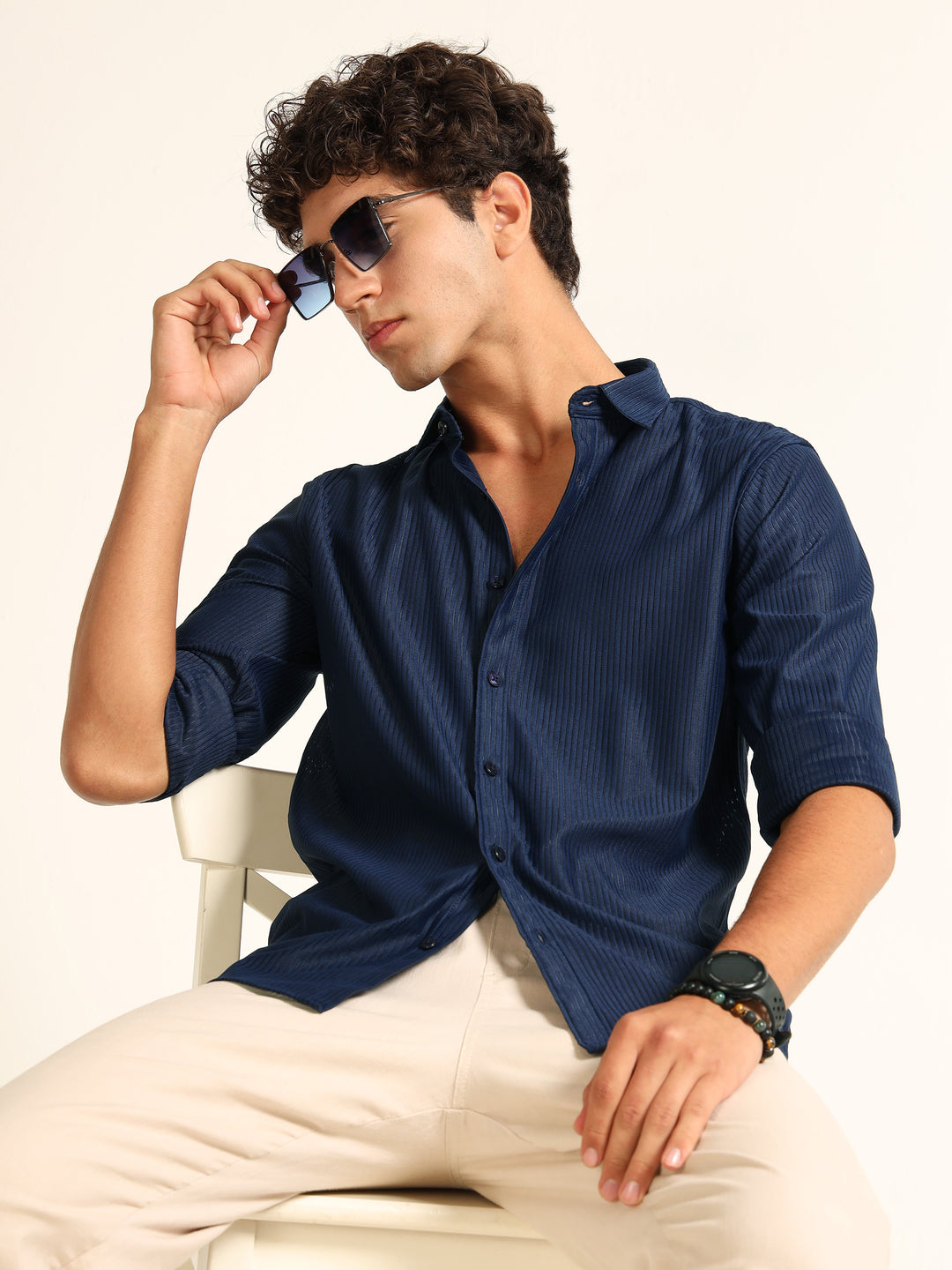 Navy Blue Regular Fit Corduroy Shirt corduroy Shirt Bushirt