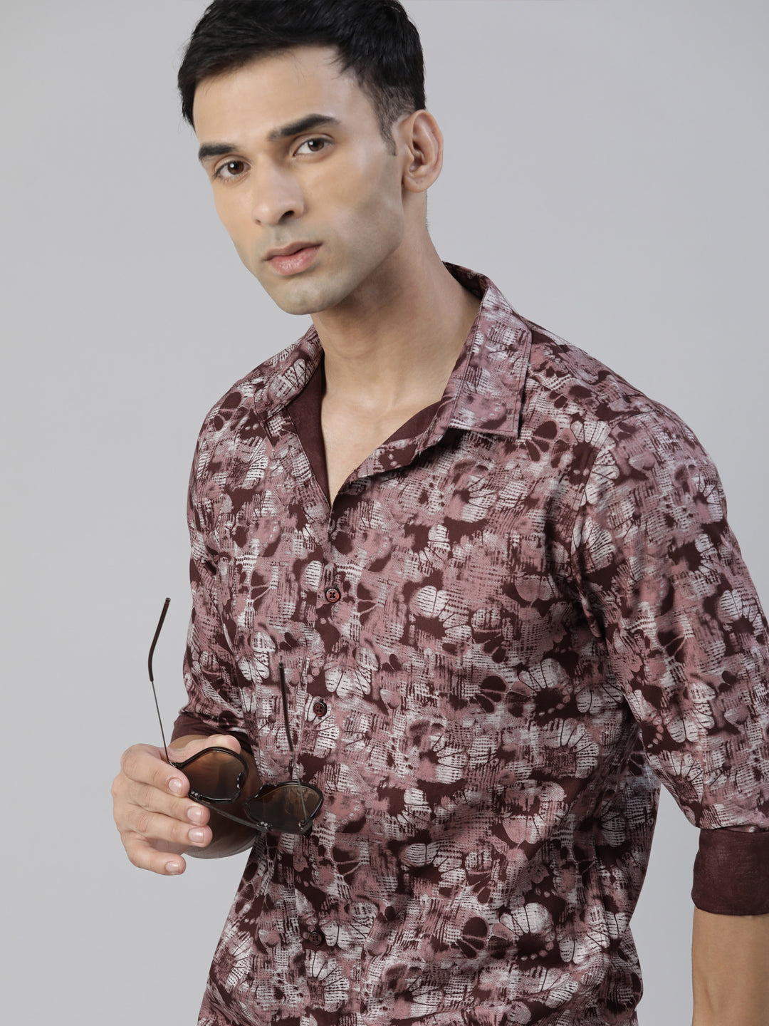 Hiptage Wine Printed Shirt Printed Shirt Bushirt   