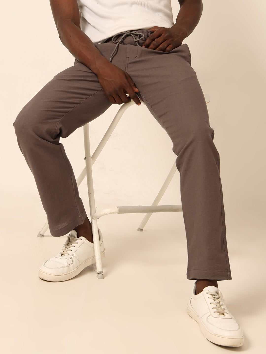 Tuscan Brown Linen Regular Fit Trouser