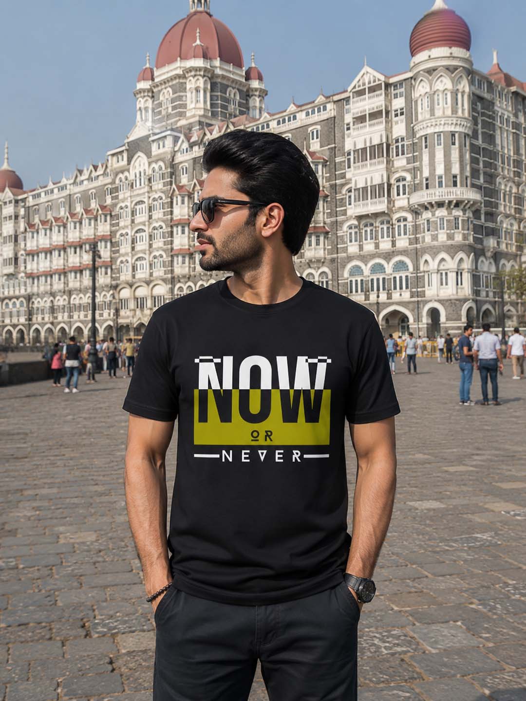 Now Or Never Black Classic Fit T-Shirt Graphic T-Shirts Bushirt