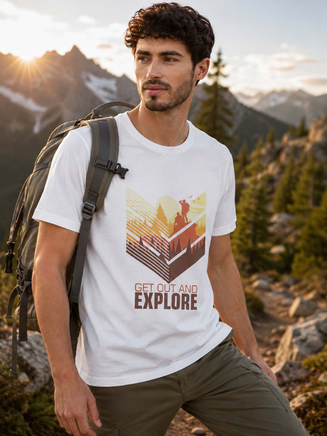 Get Out &amp; Explore White Graphic T-Shirts Bushirt