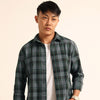 Spruce Blue Regular Fit Check Shirt Checks Shirt Bushirt