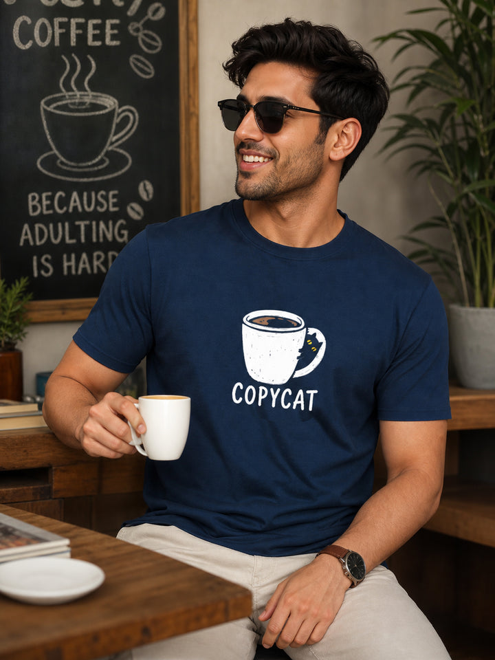 Copycat Navy Blue Classic Fit T-Shirt Graphic T-Shirts Bushirt