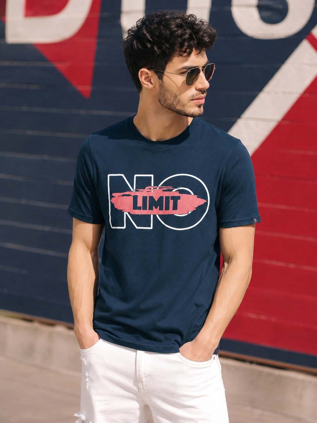 No Limit Navy Blue Classic Fit T-Shirt Graphic T-Shirts Bushirt