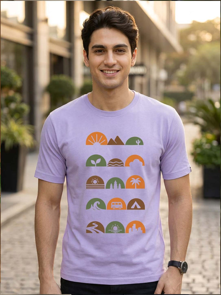 Travel Icons Lilac Classic Fit T-Shirt