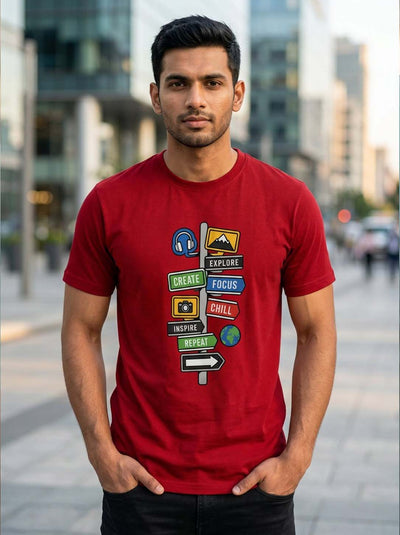 Streetboard Maroon Classic Fit T-Shirt Graphic T-Shirts Bushirt
