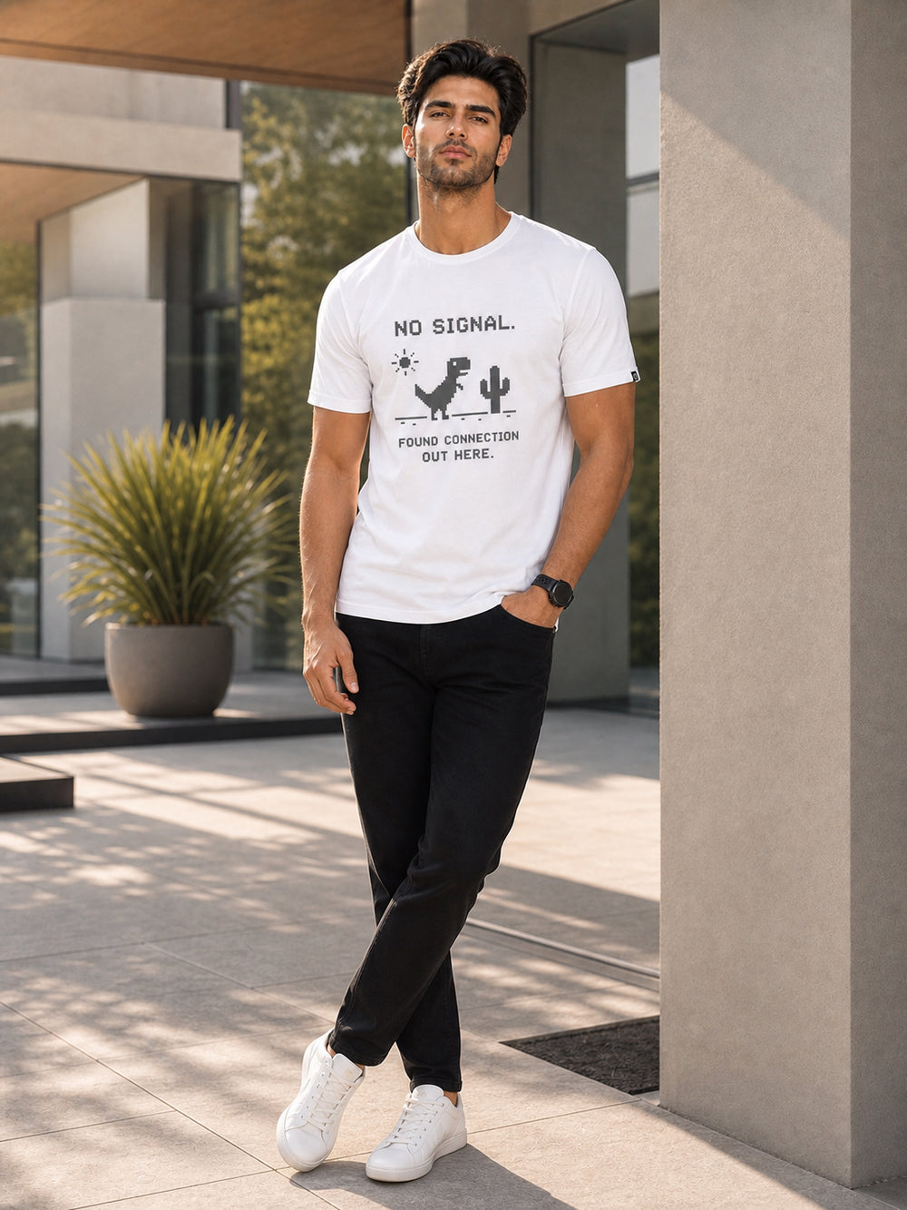 No Signal White Classic Fit T-Shirt Graphic T-Shirts Bushirt