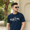 Think Positive Navy Blue Classic Fit T-Shirt Graphic T-Shirts Bushirt