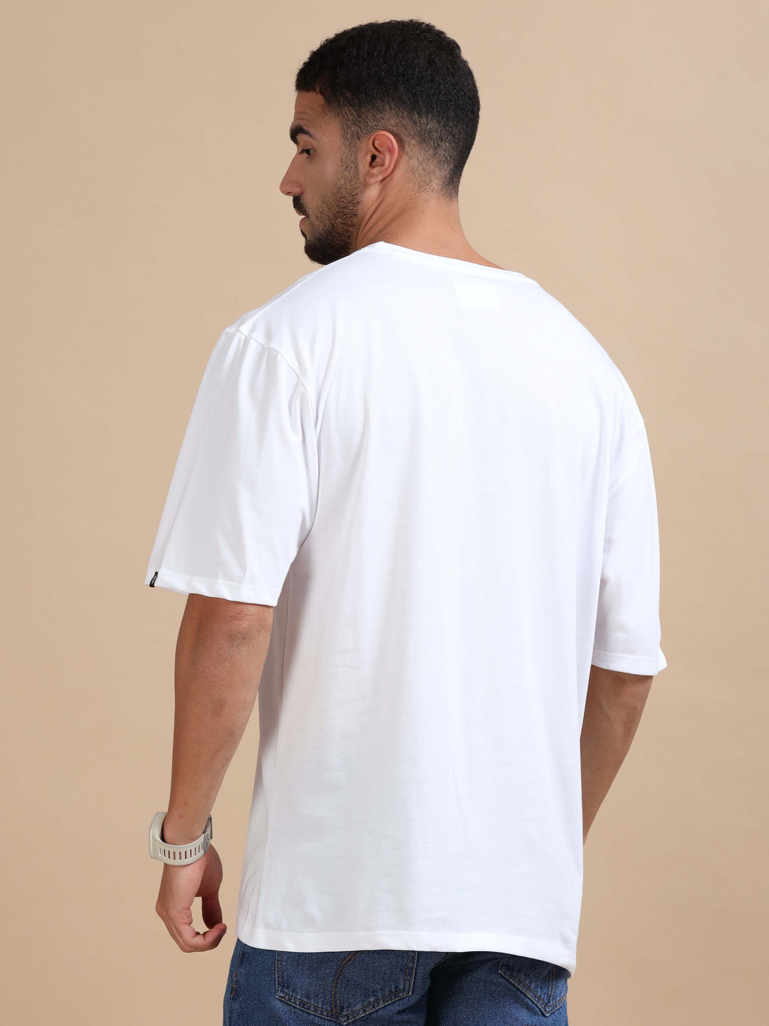 White Oversize Solid T-Shirt Oversize T-Shirt Bushirt
