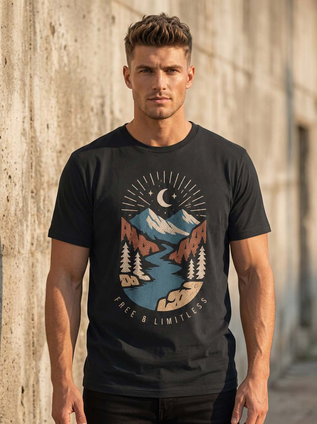 Free and Limitless Black Classic Fit T-Shirt