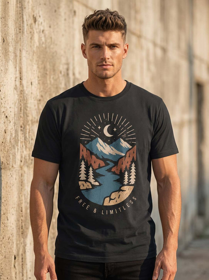 Free and Limitless Black Classic Fit T-Shirt