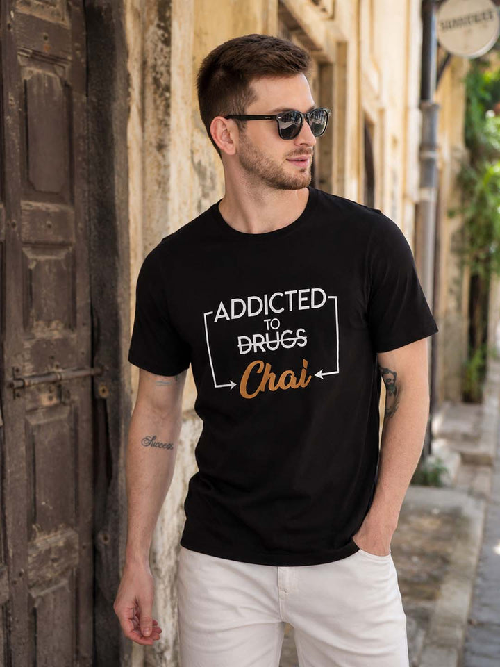 Addicted To Chai Black Classic Fit T-Shirt Graphic T-Shirts Bushirt