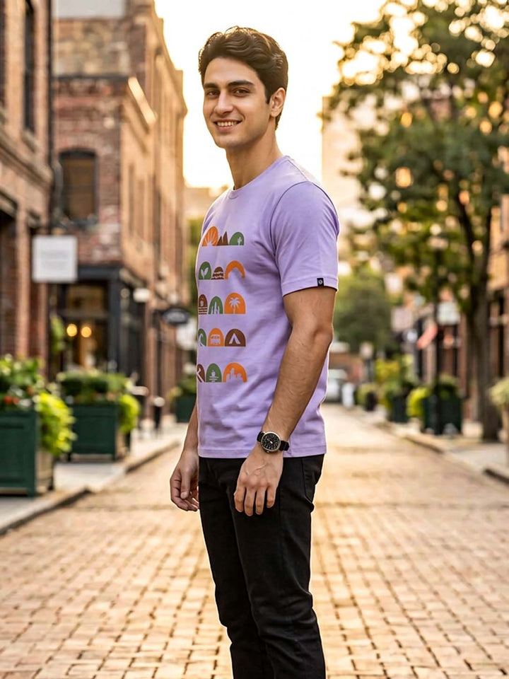 Travel Icons Lilac Classic Fit T-Shirt