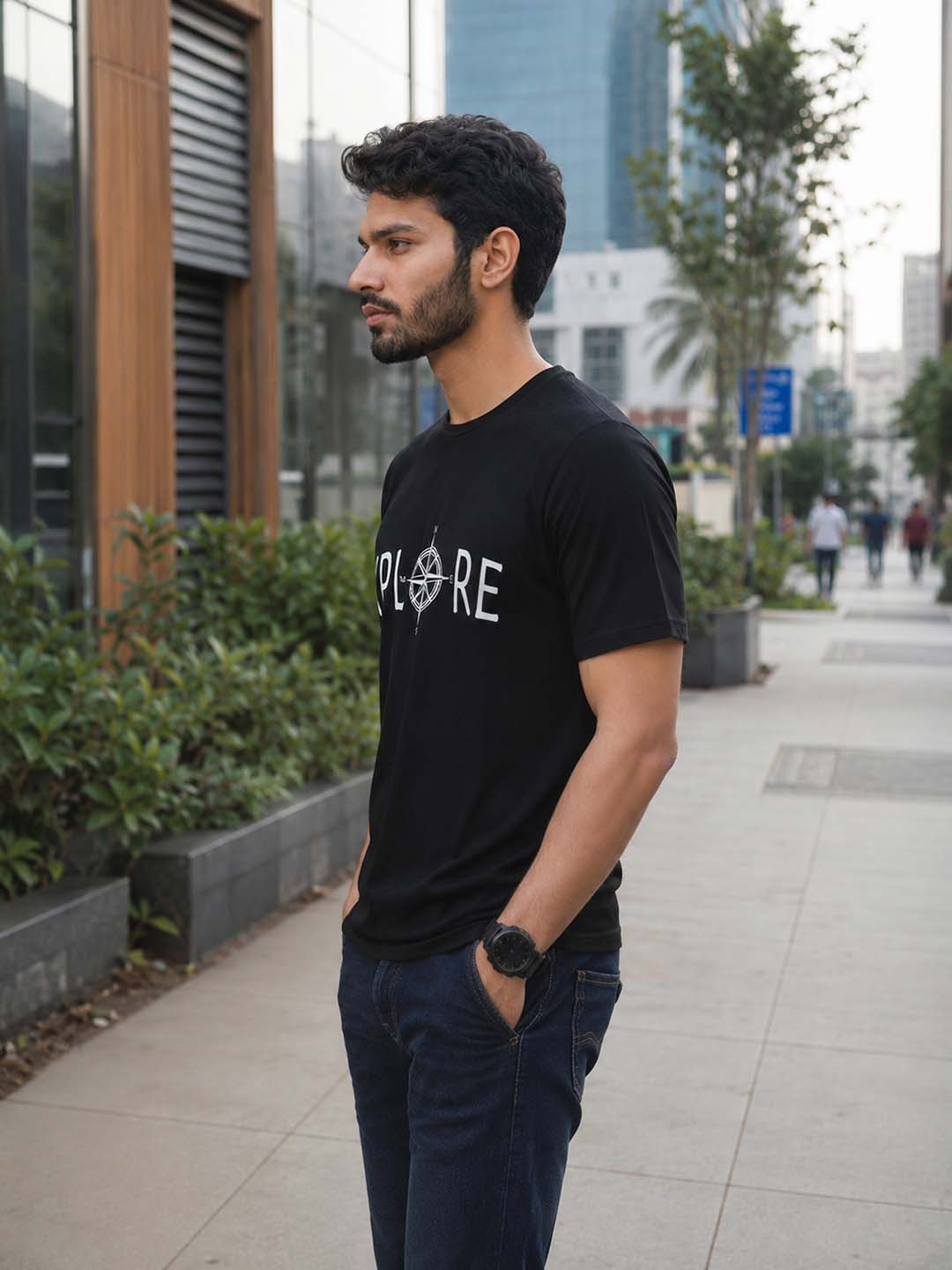 Explore Black Classic Fit T-Shirt Graphic T-Shirts Bushirt