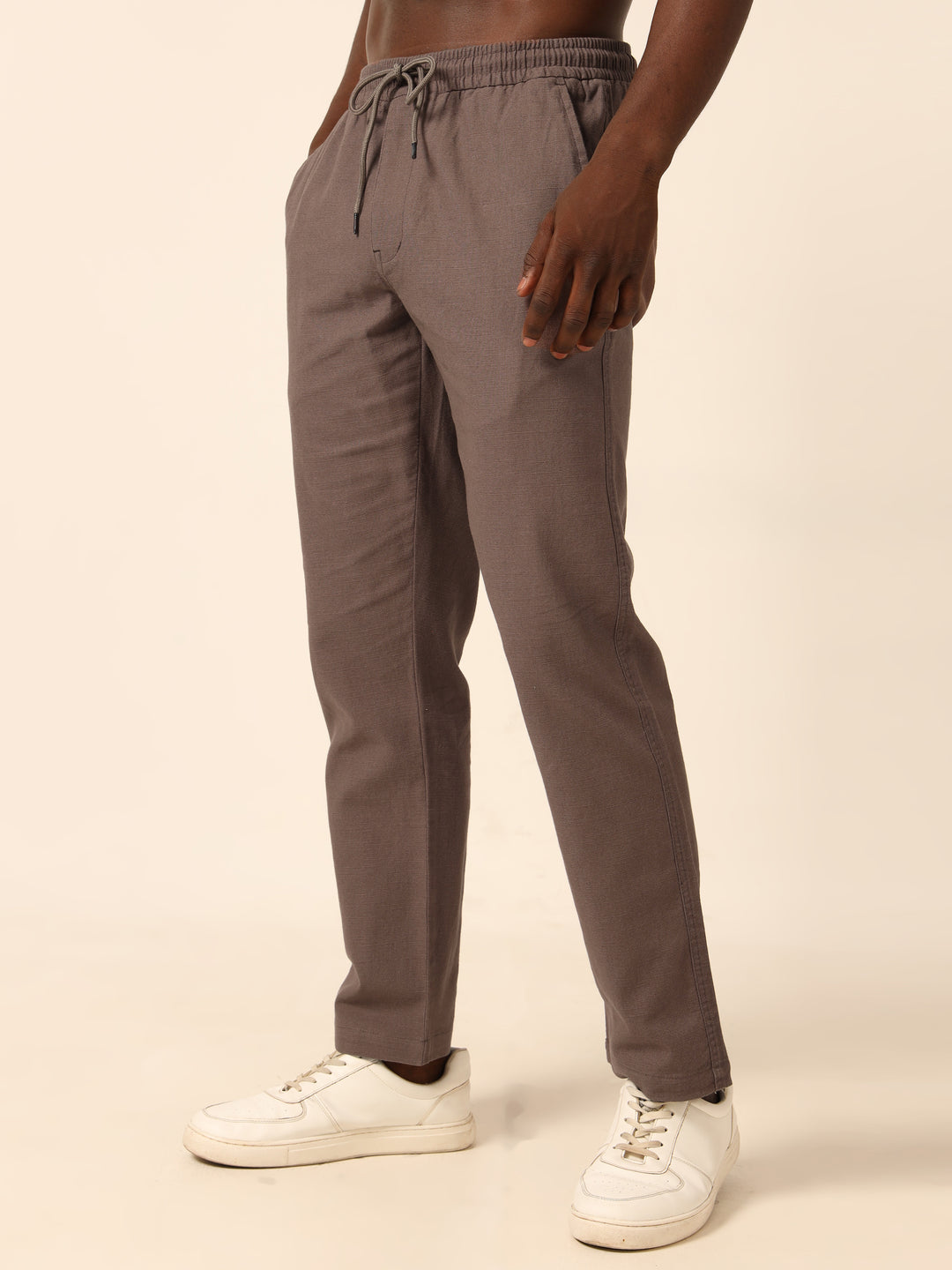 Tuscan Brown Linen Regular Fit Trouser