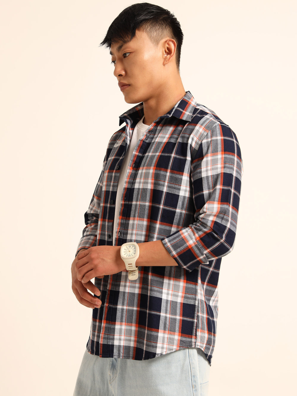 Blue Regular Fit Check Shirt Checks Shirt Bushirt