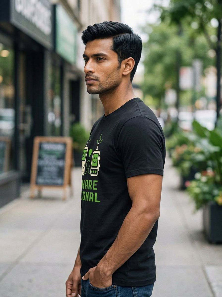 Share Signal Black Classic Fit T-Shirt