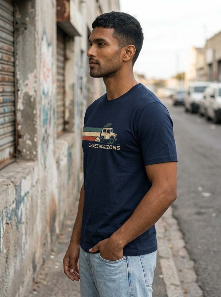 Chase Horizons Navy Blue Classic Fit T-Shirt