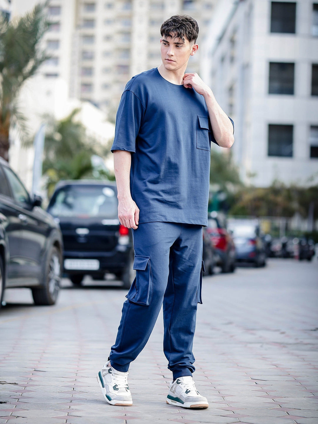 Navy Blue Oversize Co-Ords Oversize Co-ords Bushirt