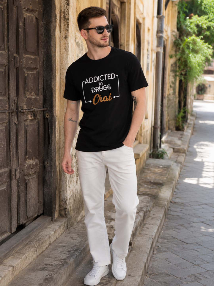 Addicted To Chai Black Classic Fit T-Shirt Graphic T-Shirts Bushirt