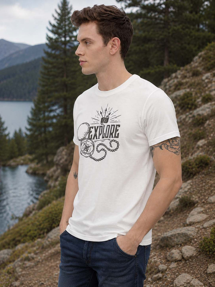 Explore White Classic Fit T-Shirt Graphic T-Shirts Bushirt