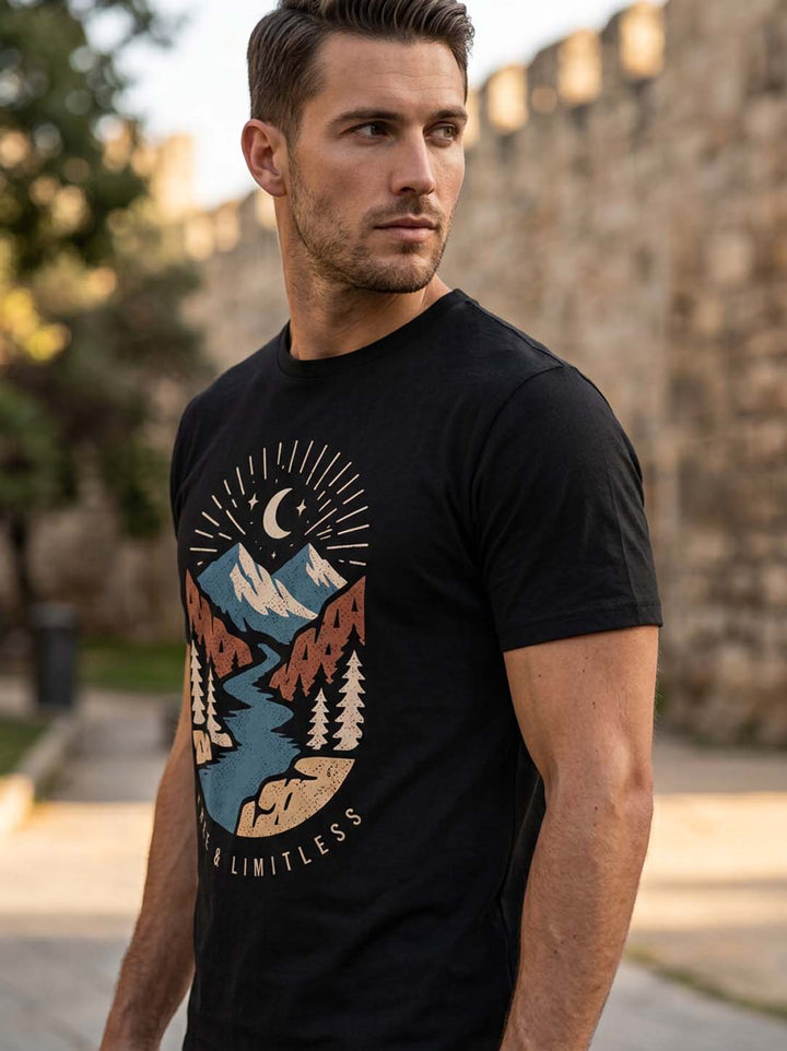 Free and Limitless Black Classic Fit T-Shirt