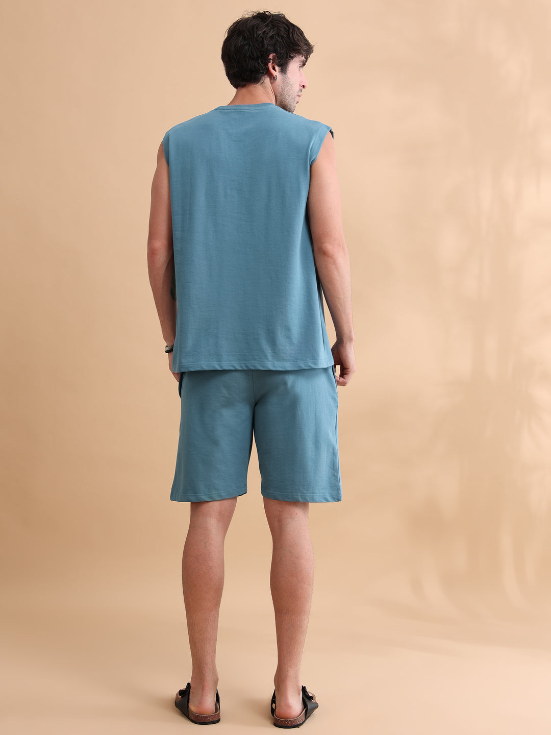 Stardust Blue Printed Oversized Sleeveless Co-Ords Oversize Co-ords Bushirt