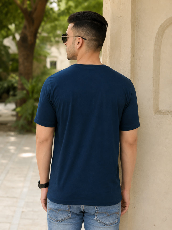 Think Positive Navy Blue Classic Fit T-Shirt Graphic T-Shirts Bushirt
