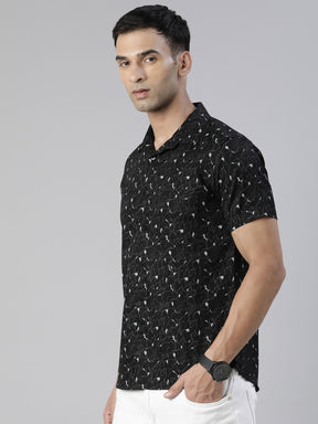 Black Printed Half Sleeves Shirt Printed Shirt Bushirt   