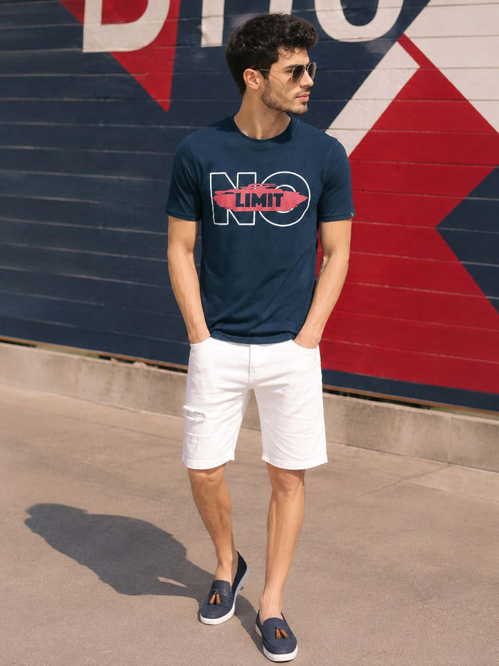 No Limit Navy Blue Classic Fit T-Shirt Graphic T-Shirts Bushirt
