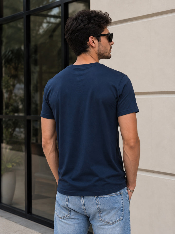 Rock &amp; Roll Navy Blue Classic Fit T-Shirt Graphic T-Shirts Bushirt