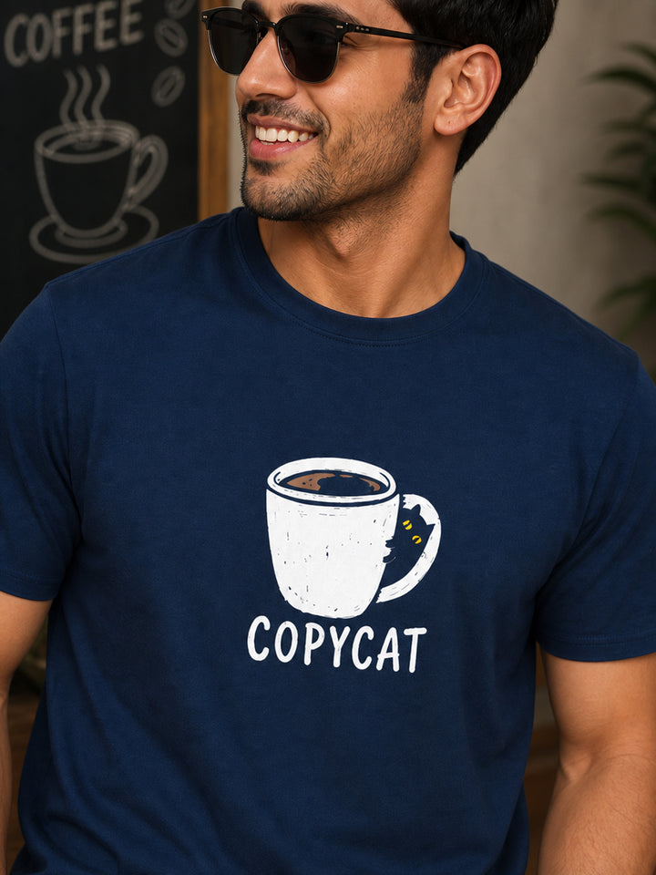 Copycat Navy Blue Classic Fit T-Shirt Graphic T-Shirts Bushirt