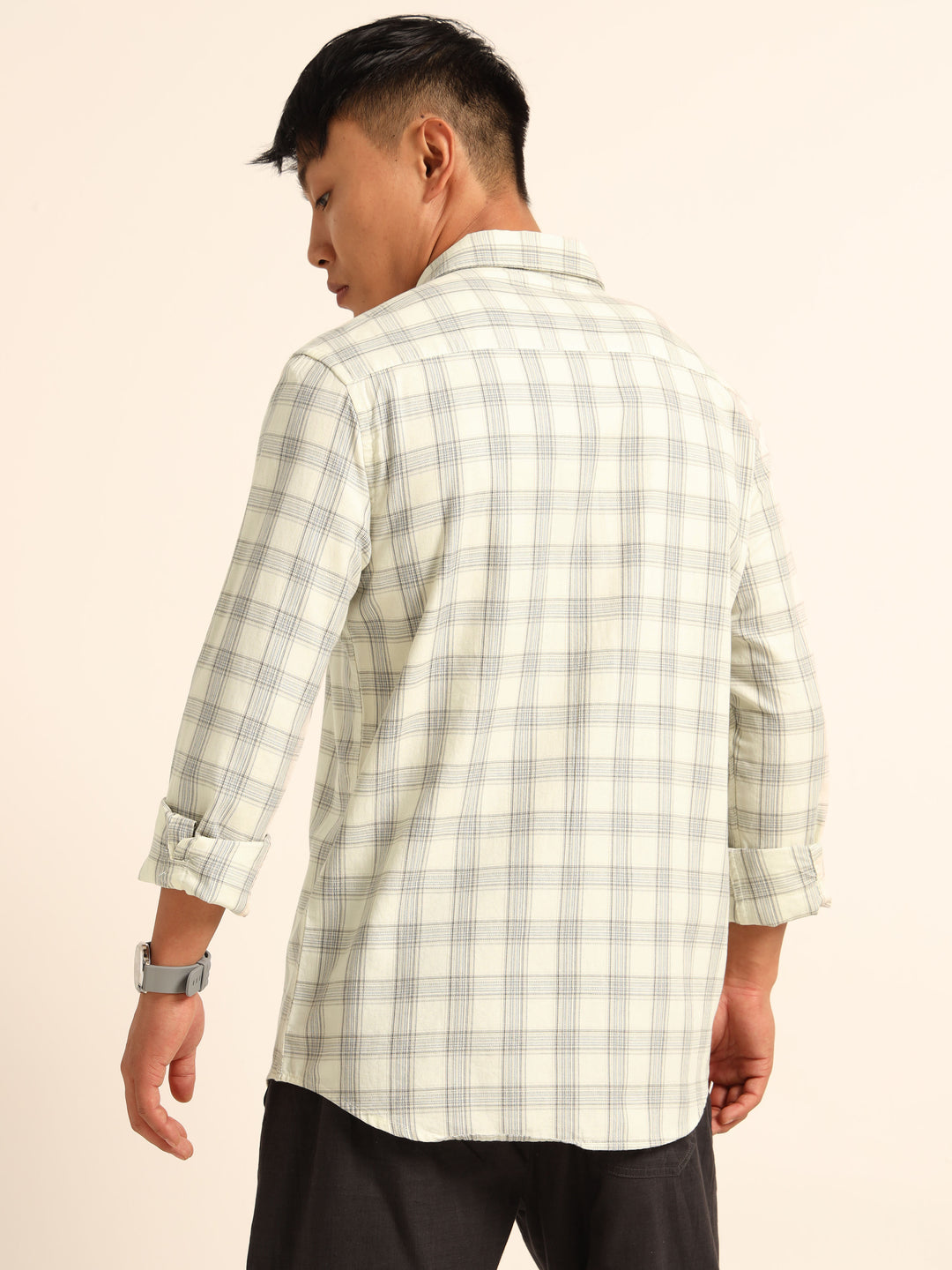 Ivory Regular Fit Check Shirt Checks Shirt Bushirt