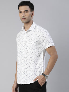 White Printed Half Sleeves Shirt Printed Shirt Bushirt   