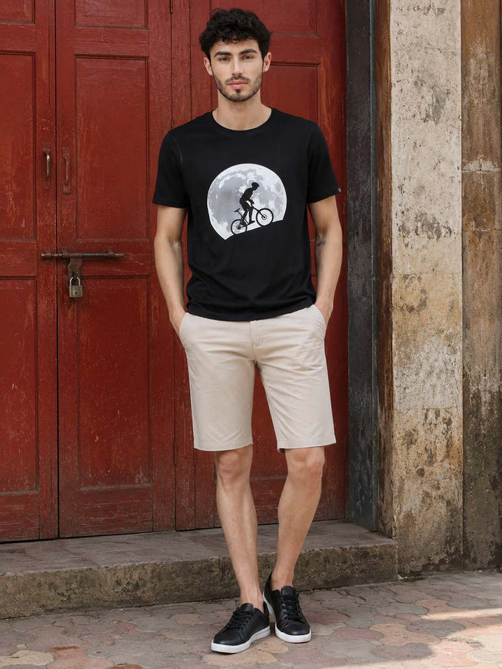 Cycling Moon Black Classic Fit T-Shirt Graphic T-Shirts Bushirt