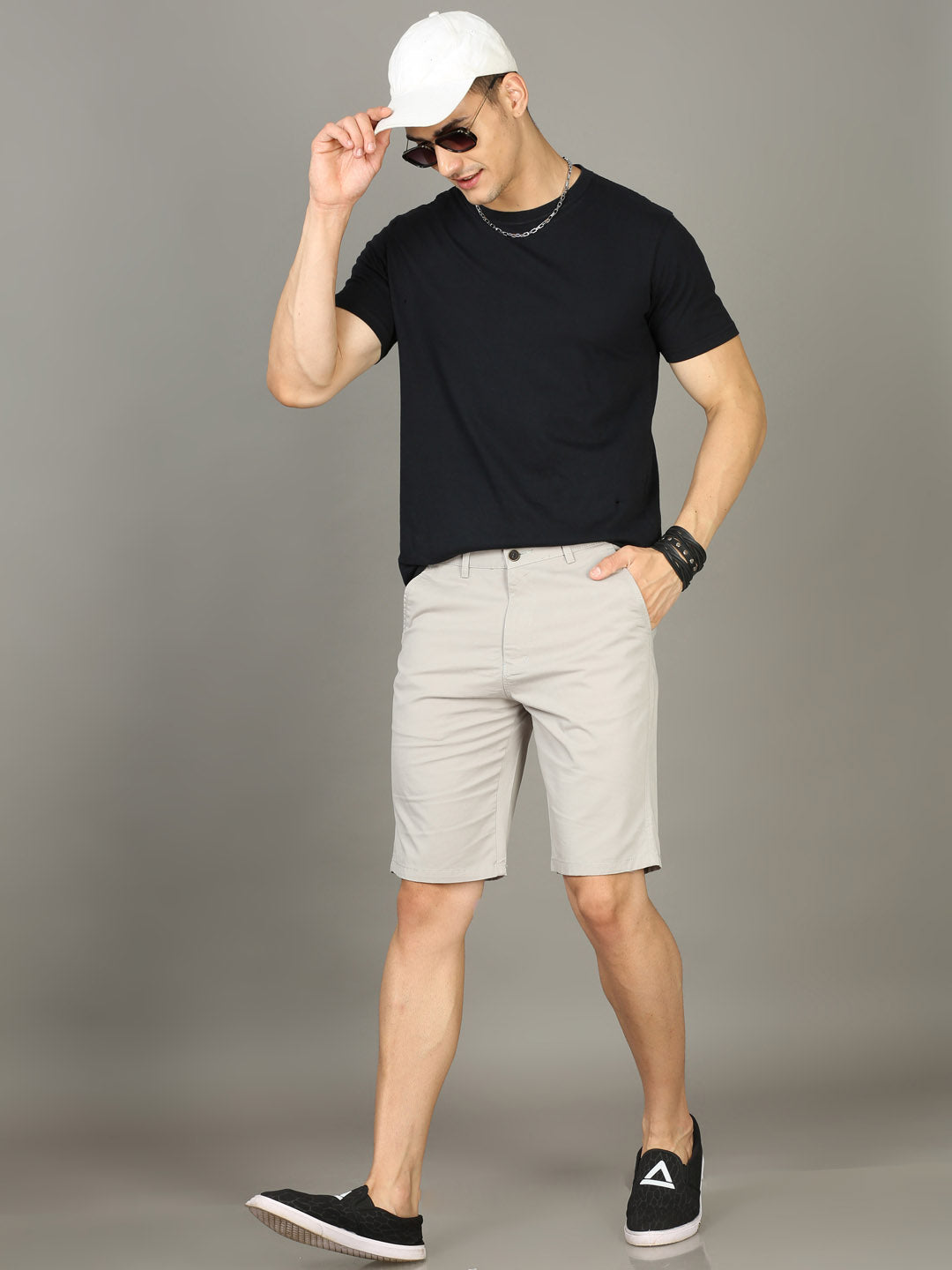 Classic Light Grey Chino Shorts Men's Shorts Bushirt   