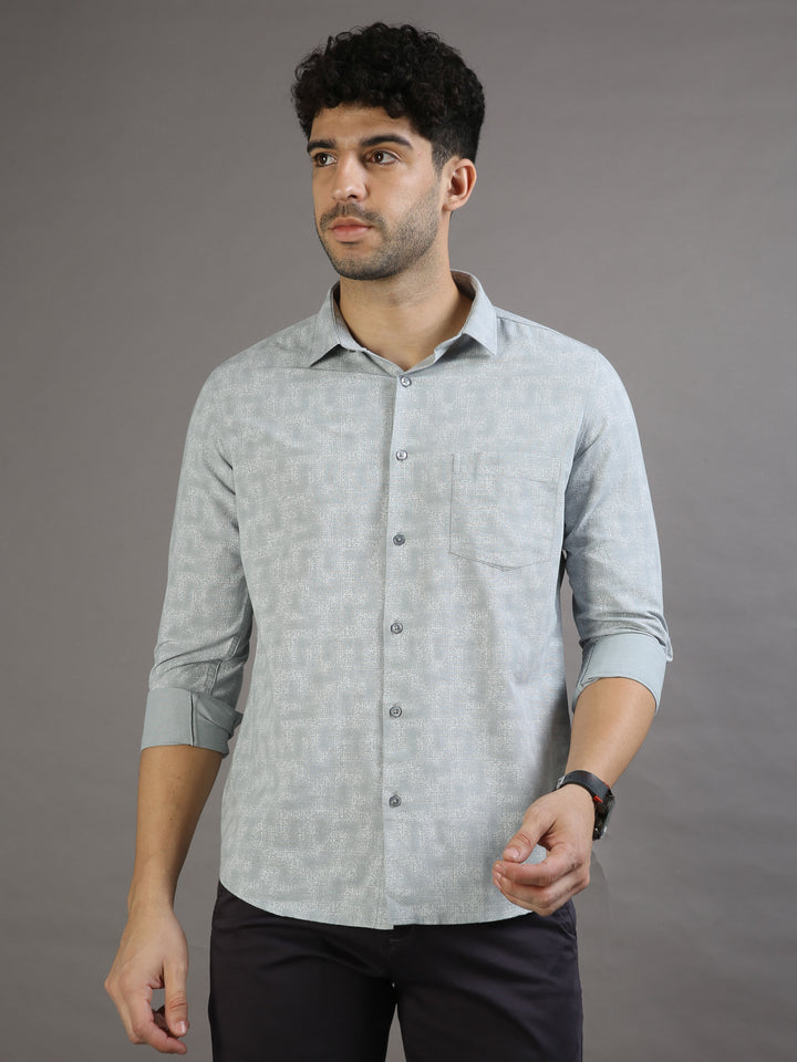 Misty Grey Printed Shirt Printed Shirt Bushirt   