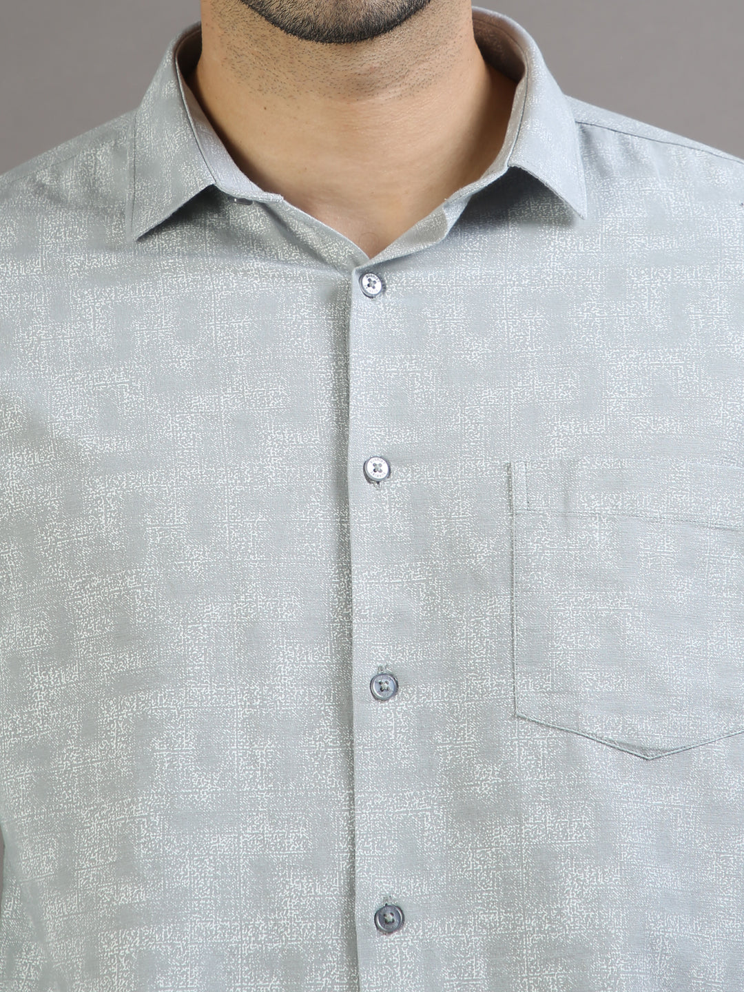 Misty Grey Printed Shirt Printed Shirt Bushirt   