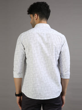 White Grey Printed Shirt Printed Shirt Bushirt   