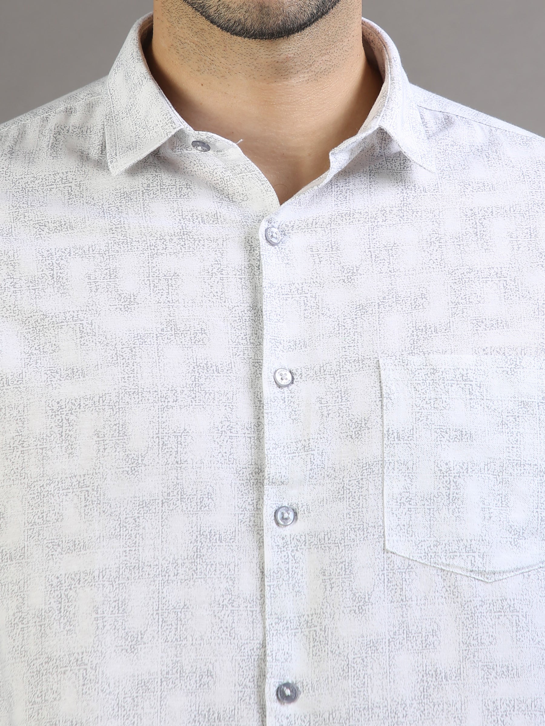 White Grey Printed Shirt Printed Shirt Bushirt   