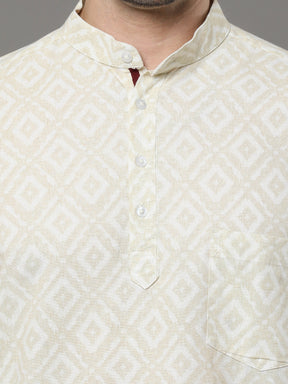 Yellow Printed Kurta Kurta Bushirtin   