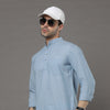 Indo Coral Blue Solid Kurta Kurta Bushirtin   