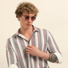 Red Regular Fit Stripe Shirt Bushirt