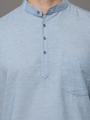 Indo Coral Blue Solid Kurta Kurta Bushirtin   