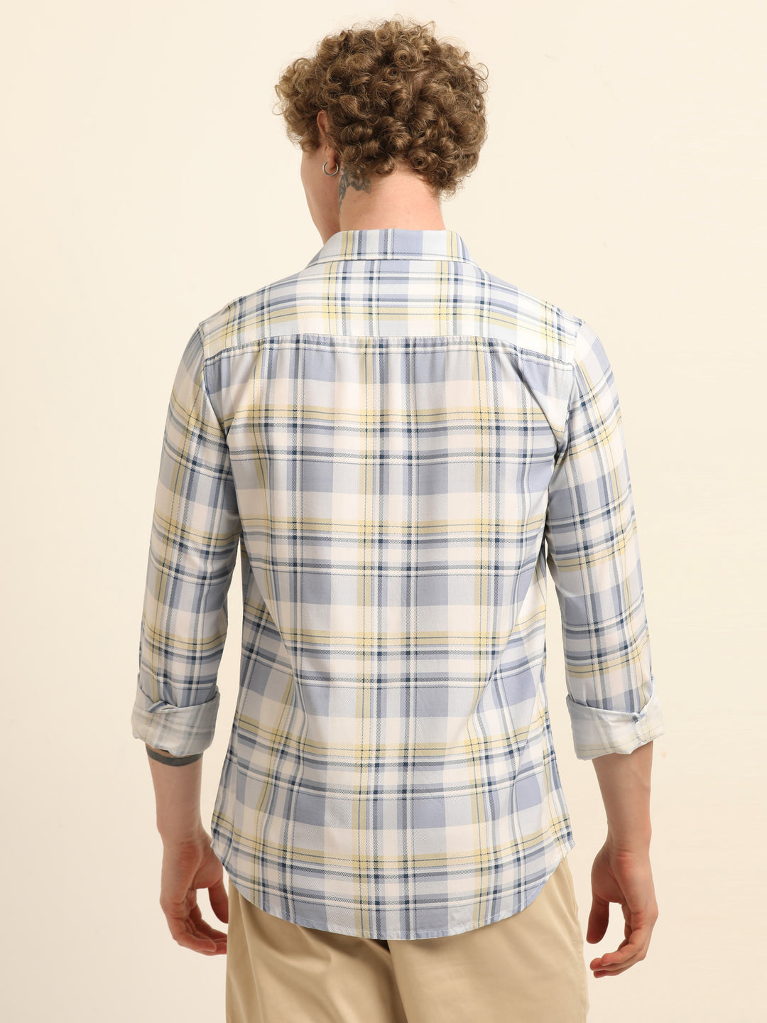 Pastel Blue Regular Fit Check Shirt Checks Shirt Bushirt